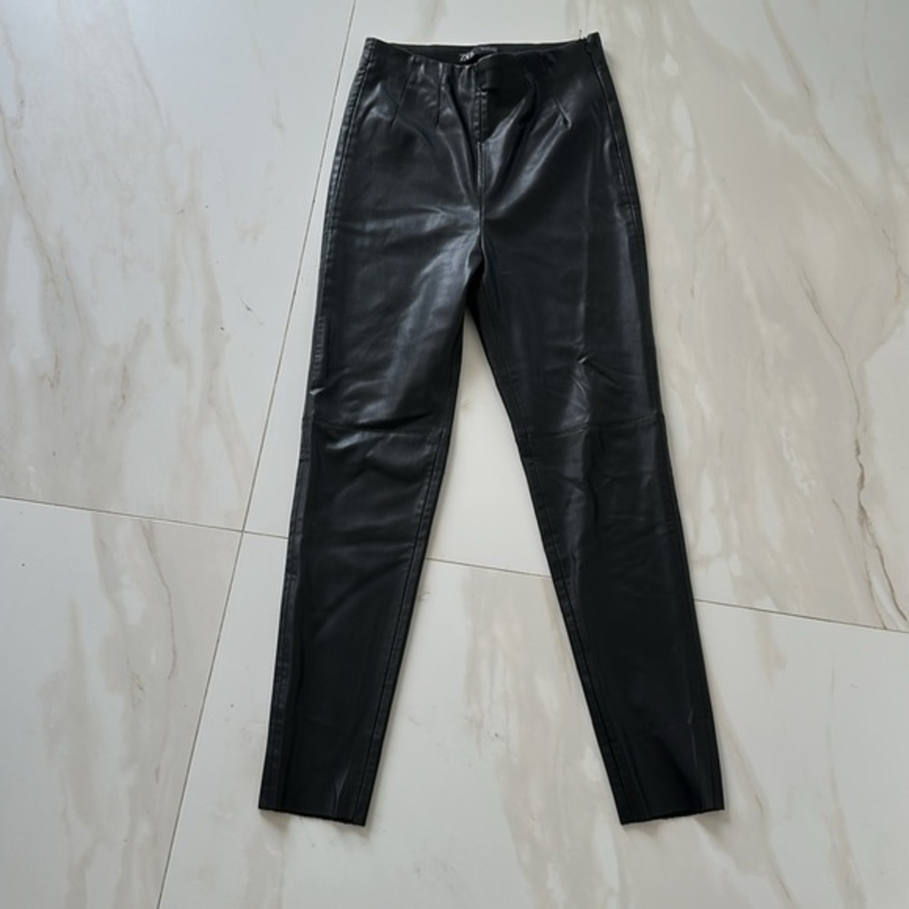Faux leather high waisted pants